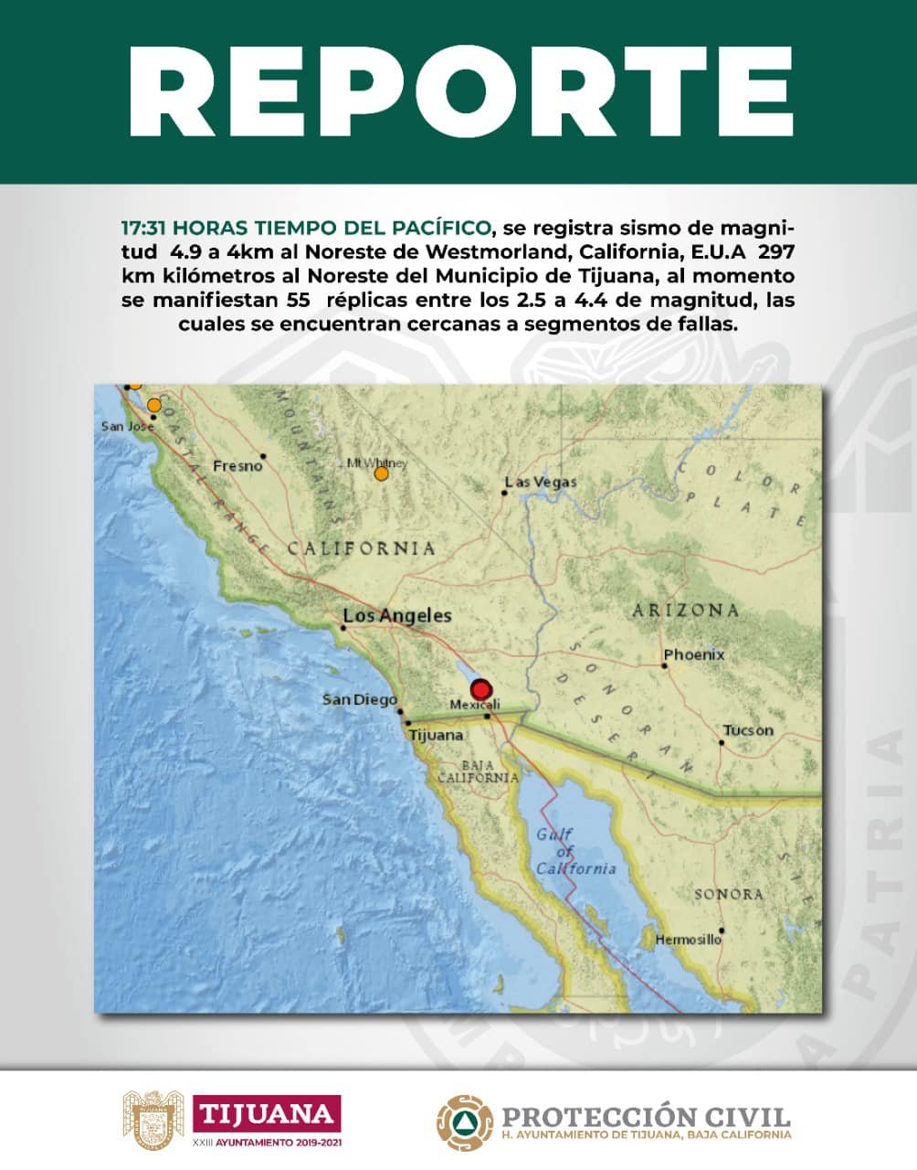 Sismo de 2.5 de magnitud en Tijuana
