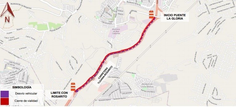 Cierre parcial de carretera Tijuana-Rosarito; se transitará por un solo carril