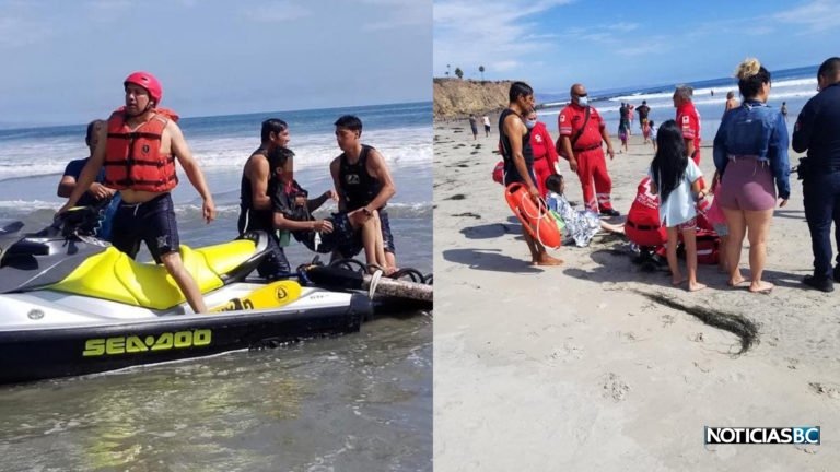 Rescatan a 3 menores y 1 adulto que tenían dificultades para salir del mar