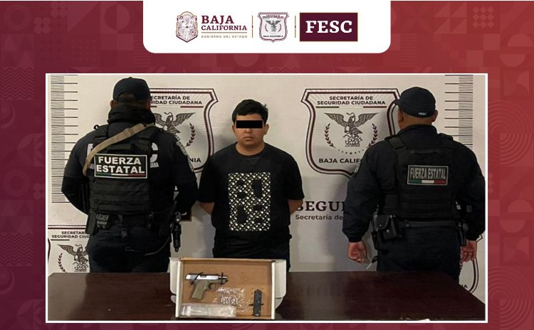 DETIENE FUERZA ESTATAL A HOMBRE ARMADO EN TIJUANA