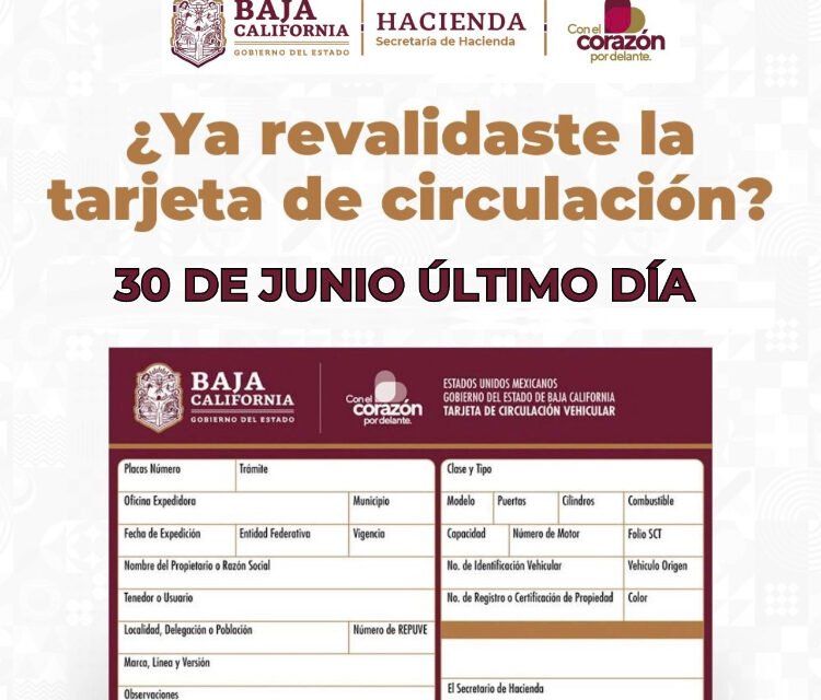 VENCE PLAZO EL 30 DE JUNIO PARA RENOVAR TARJETA DE CIRCULACIÓN