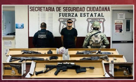 ASEGURAN FESC Y SEDENA ARSENAL DE ARMAS DE FUEGO Y DETIENEN A UN HOMBRE EN TECATE