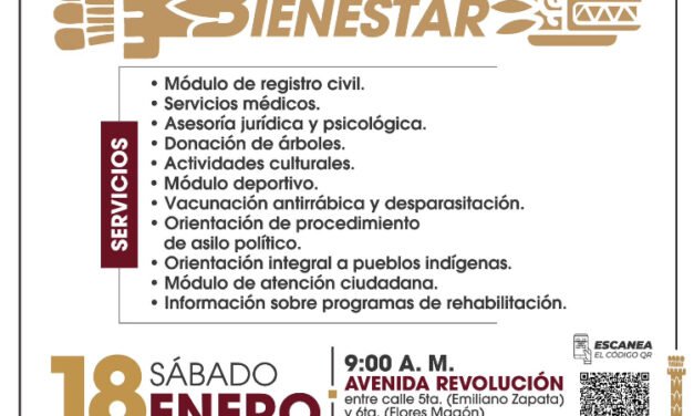 SERÁ EN LA AVENIDA REVOLUCIÓN PRÓXIMA JORNADA DE BIENESTAR