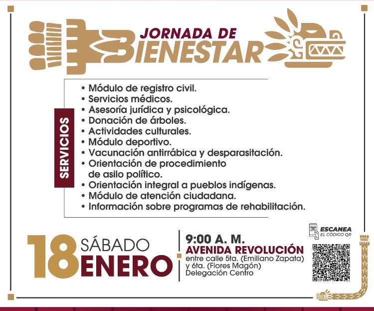 SERÁ EN LA AVENIDA REVOLUCIÓN PRÓXIMA JORNADA DE BIENESTAR