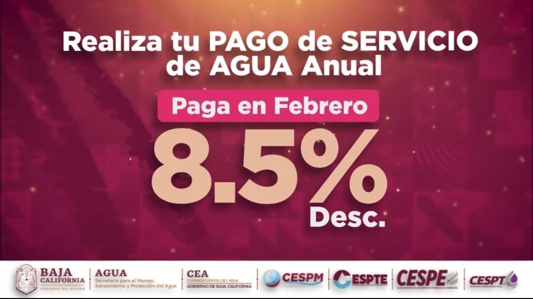 ÚLTIMOS DÍAS DEL DESCUENTO EN EL PAGO DE SERVICIO DE AGUA