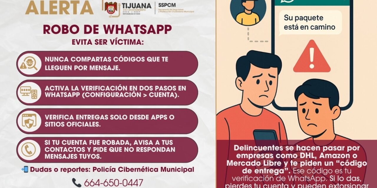 Emite SSPCM recomendaciones para prevenir el robo de cuentas de WhatsApp