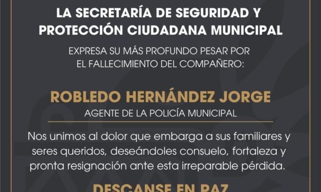 Asesinan a Jorge Robledo Hernández, policía municipal, en la colonia Paseo del Parque