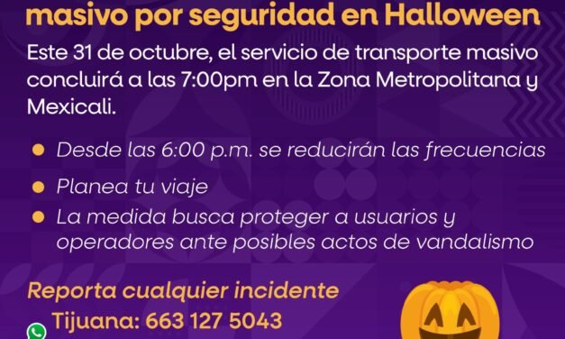 IMOS REDUCIRÁ JORNADA EN TRANSPORTE MASIVO POR SEGURIDAD EN HALLOWEEN
