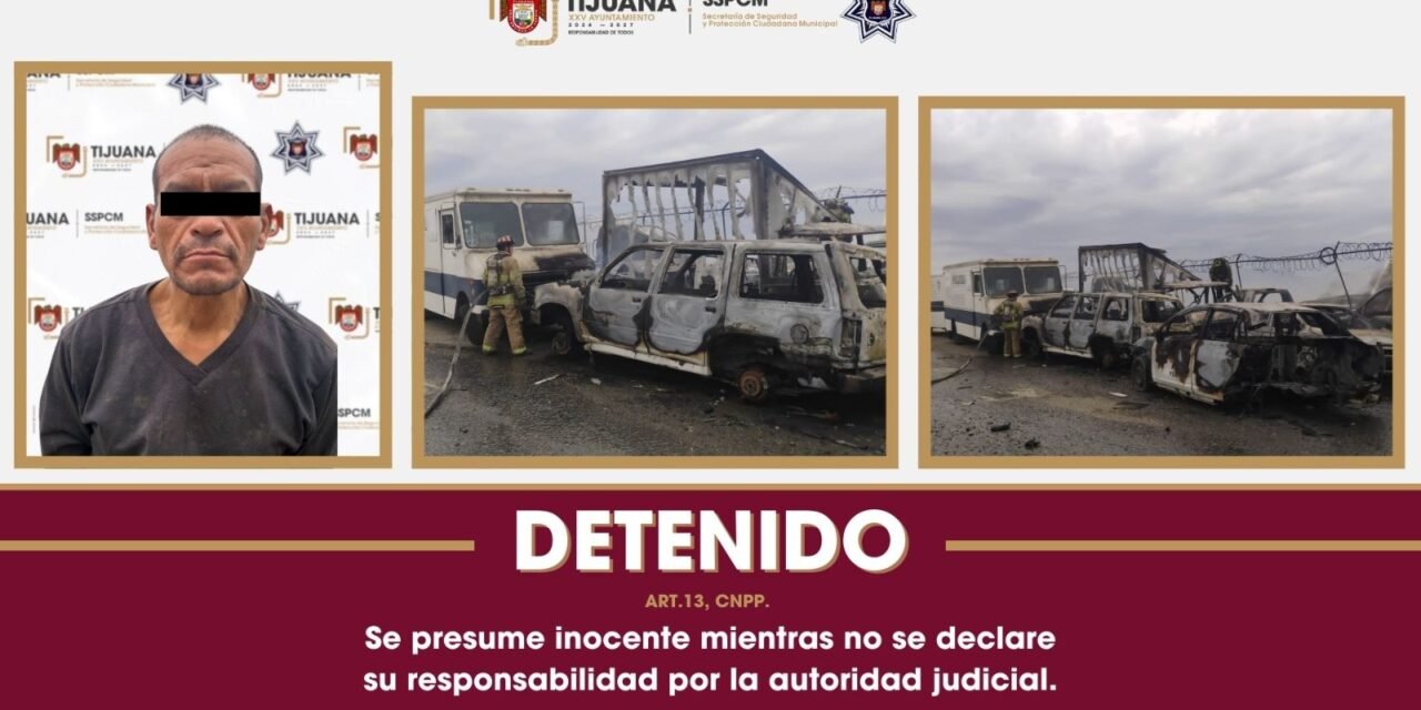 Controlan Bomberos Tijuana incendio en yonque y detienen a presunto responsable