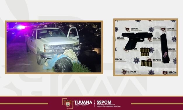 Asegura Policía Municipal de Tijuana a tres menores de edad por portación de arma de fuego