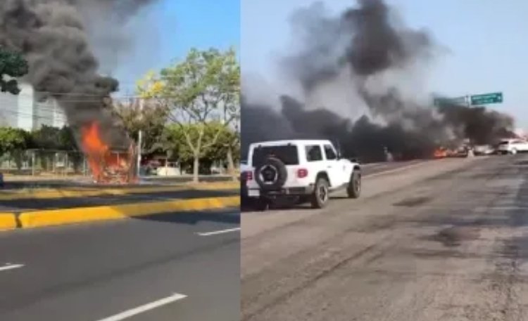 Criminales incendian vehículos en Jalisco; lista de puntos de narcobloqueos