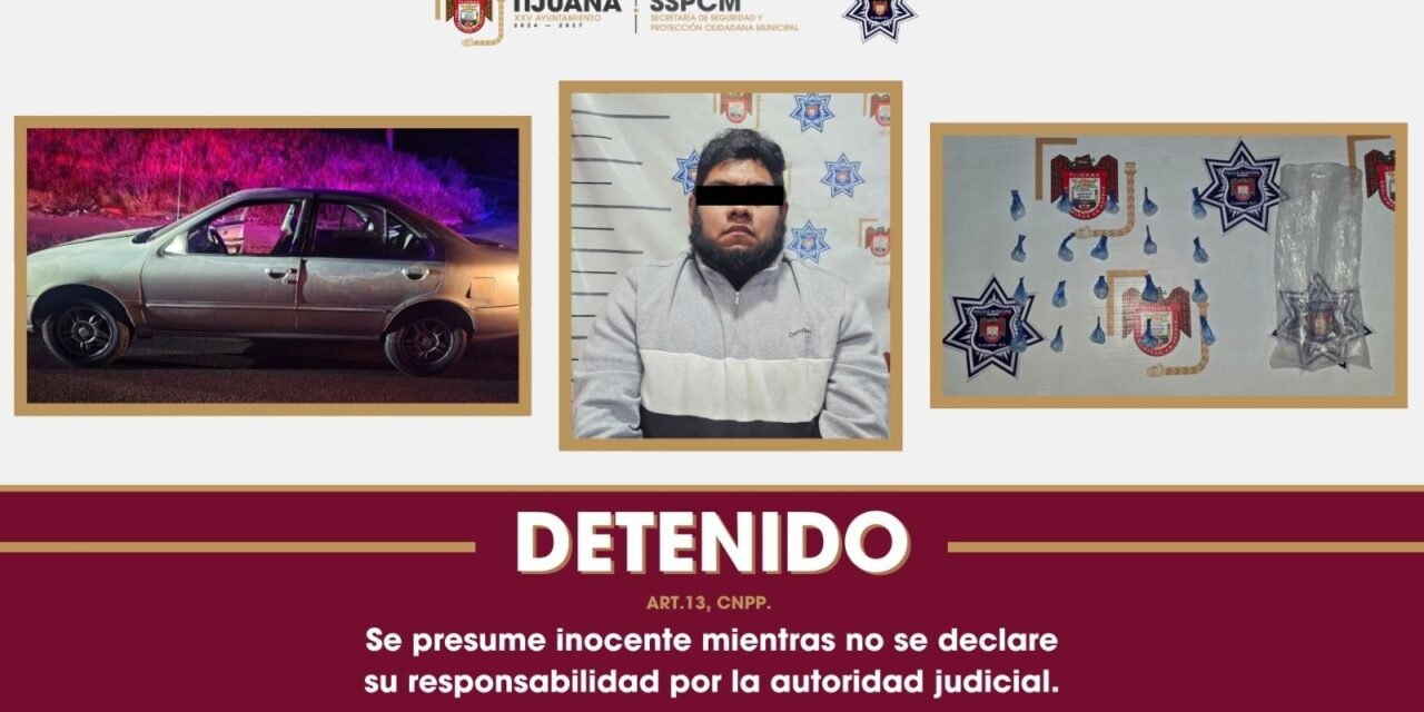 Detiene Policía Municipal a sujeto con sustancias prohibidas y presunto generador de violencia
