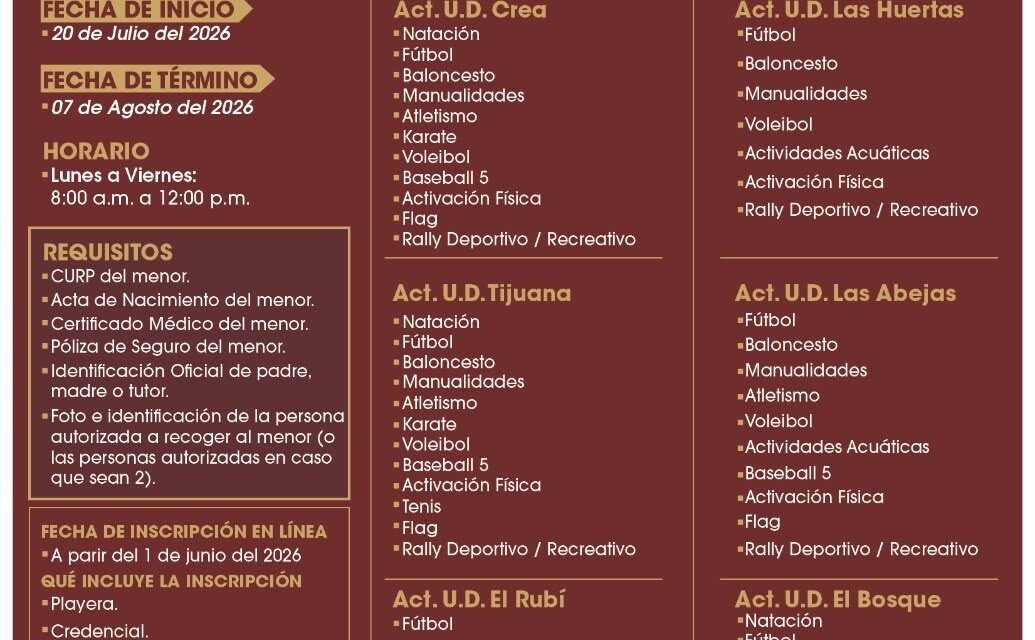 Prepara XXV Ayuntamiento de Tijuana el ‘Plan Vacacional IMDET 2026