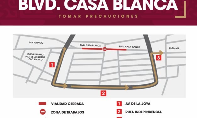 Informa XXV Ayuntamiento de Tijuana cierre vial en un tramo del bulevar Casa Blanca